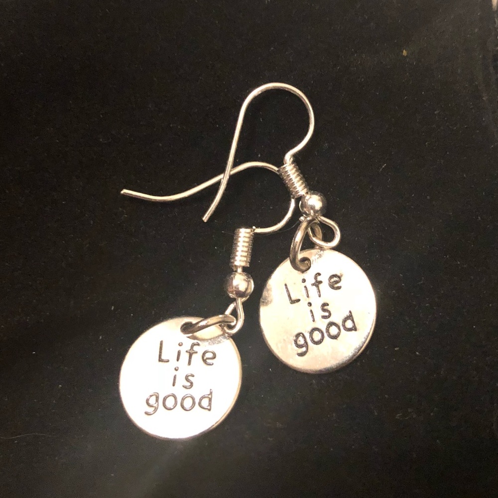Life is Good!!! silver fish hook earrings 😎💕 - Picture 2 of 2